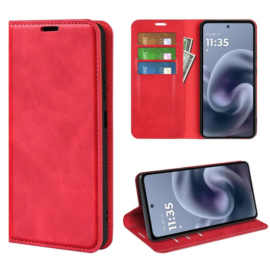 Motorola Moto G86 Power Hoesje - MobyDefend Luxe Wallet Bookcase (Magnetische Sluiting) - Rood