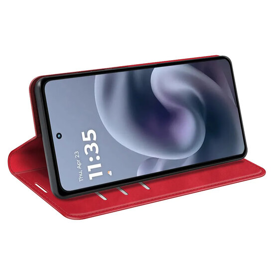 Motorola Moto G86 Power Hoesje - MobyDefend Luxe Wallet Bookcase (Magnetische Sluiting) - Rood