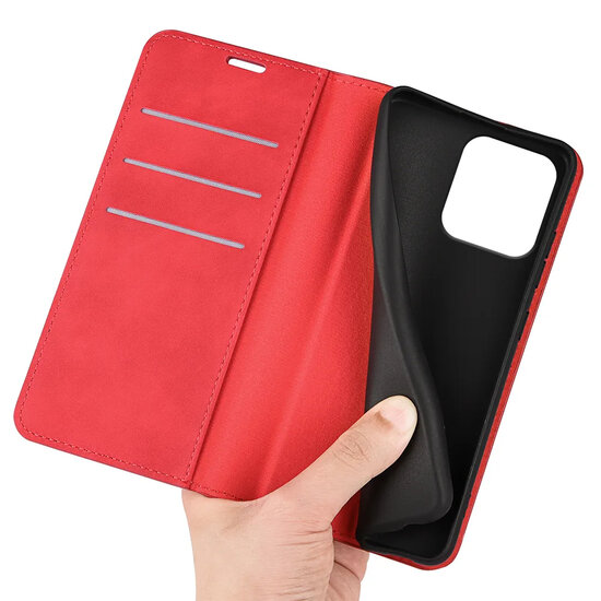 Motorola Moto G86 Power Hoesje - MobyDefend Luxe Wallet Bookcase (Magnetische Sluiting) - Rood