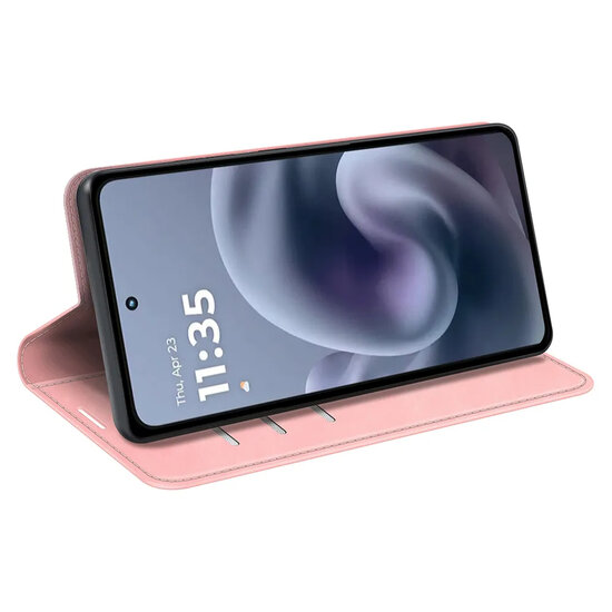 Motorola Moto G86 Power Hoesje - MobyDefend Luxe Wallet Bookcase (Magnetische Sluiting) - Roze