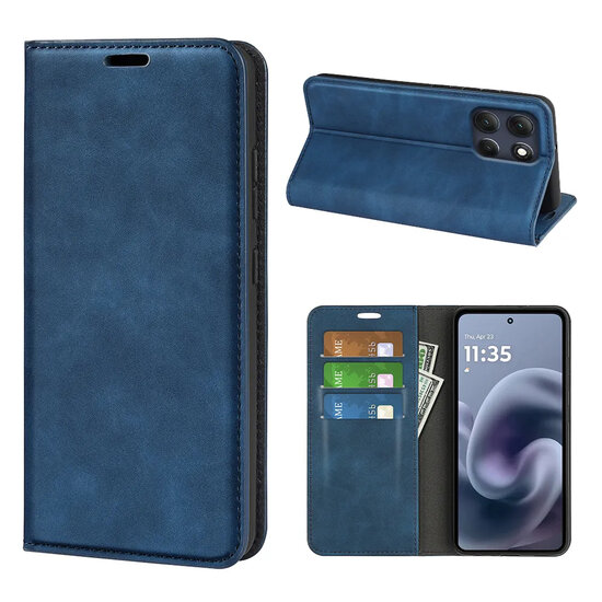Motorola Moto G86 Power Hoesje - MobyDefend Luxe Wallet Bookcase (Magnetische Sluiting) - Blauw