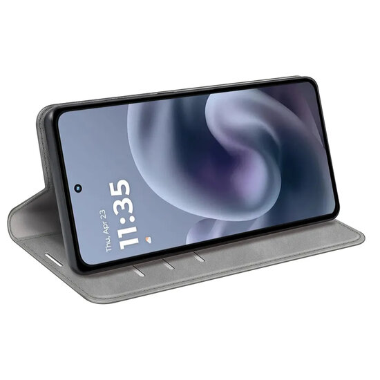 Motorola Moto G86 Power Hoesje - MobyDefend Luxe Wallet Bookcase (Magnetische Sluiting) - Grijs