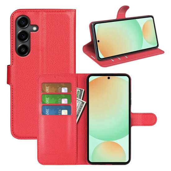 Samsung Galaxy S25 FE Hoesje - MobyDefend Kunstleren Wallet Book Case (Sluiting Voorkant) - Rood