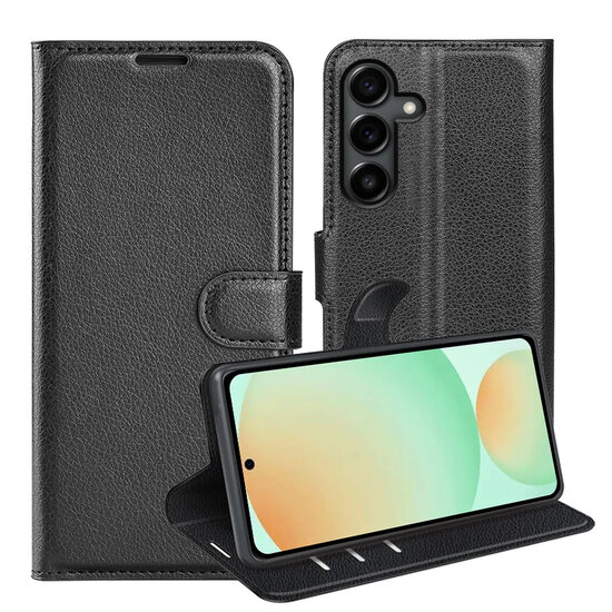 Samsung Galaxy S25 FE Hoesje - MobyDefend Kunstleren Wallet Book Case (Sluiting Voorkant) - Zwart
