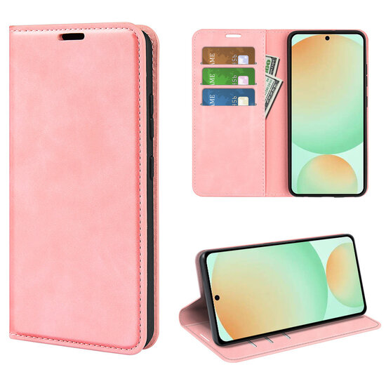 Samsung Galaxy S25 FE Hoesje - MobyDefend Luxe Wallet Bookcase (Magnetische Sluiting) - Roze
