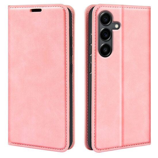 Samsung Galaxy S25 FE Hoesje - MobyDefend Luxe Wallet Bookcase (Magnetische Sluiting) - Roze