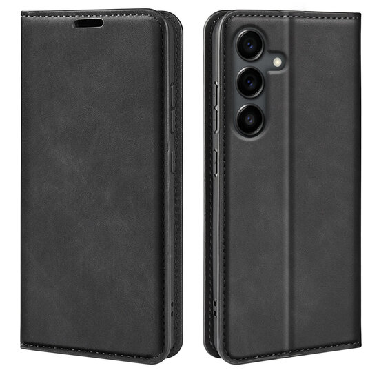 Samsung Galaxy S25 FE Hoesje - MobyDefend Luxe Wallet Bookcase (Magnetische Sluiting) - Zwart