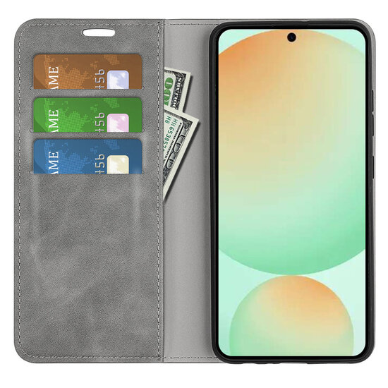 Samsung Galaxy S25 FE Hoesje - MobyDefend Luxe Wallet Bookcase (Magnetische Sluiting) - Grijs