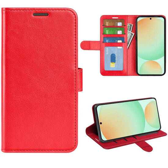 Samsung Galaxy S25 FE Hoesje - MobyDefend Wallet Book Case (Sluiting Achterkant) - Rood