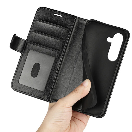 Samsung Galaxy S25 FE Hoesje - MobyDefend Wallet Book Case (Sluiting Achterkant) - Zwart
