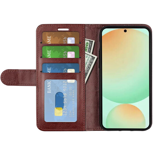Samsung Galaxy S25 FE Hoesje - MobyDefend Wallet Book Case (Sluiting Achterkant) - Bruin