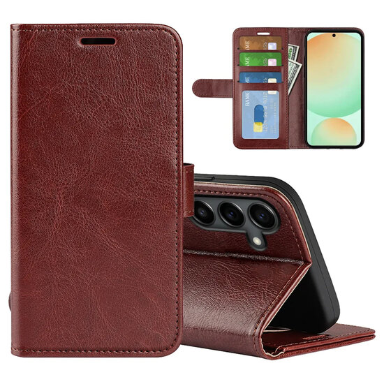 Samsung Galaxy S25 FE Hoesje - MobyDefend Wallet Book Case (Sluiting Achterkant) - Bruin