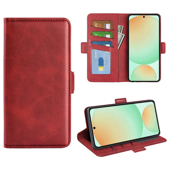 Samsung Galaxy S25 FE Hoesje - MobyDefend Luxe Wallet Book Case (Sluiting Zijkant) - Rood
