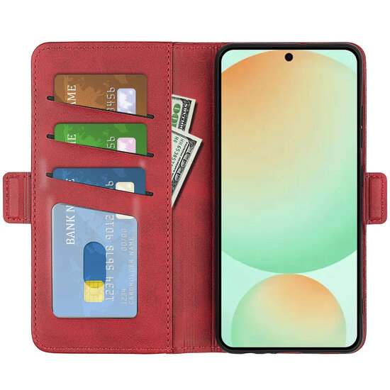 Samsung Galaxy S25 FE Hoesje - MobyDefend Luxe Wallet Book Case (Sluiting Zijkant) - Rood