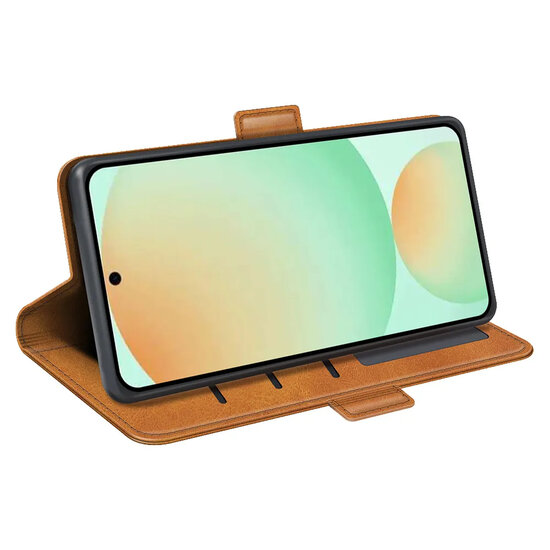 Samsung Galaxy S25 FE Hoesje - MobyDefend Luxe Wallet Book Case (Sluiting Zijkant) - Lichtbruin