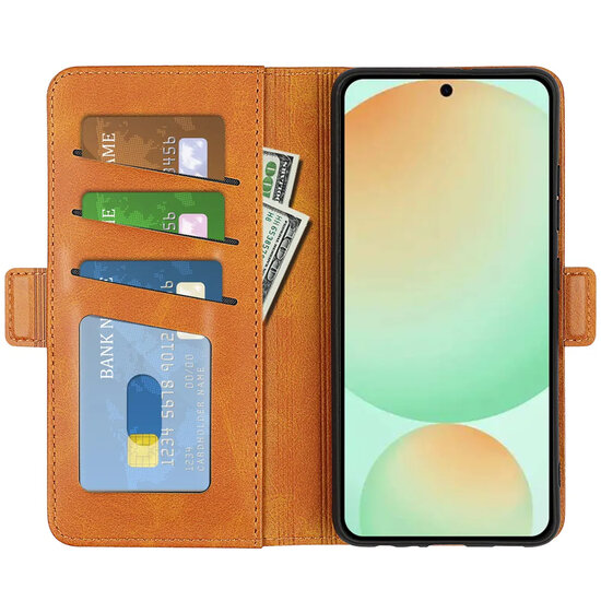 Samsung Galaxy S25 FE Hoesje - MobyDefend Luxe Wallet Book Case (Sluiting Zijkant) - Lichtbruin