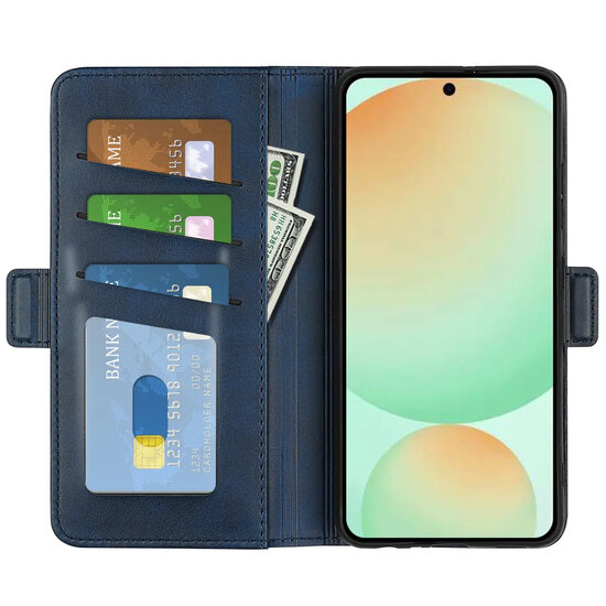 Samsung Galaxy S25 FE Hoesje - MobyDefend Luxe Wallet Book Case (Sluiting Zijkant) - Blauw
