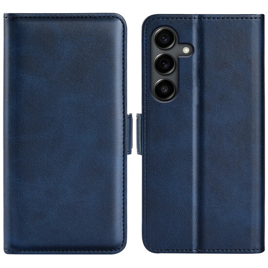 Samsung Galaxy S25 FE Hoesje - MobyDefend Luxe Wallet Book Case (Sluiting Zijkant) - Blauw