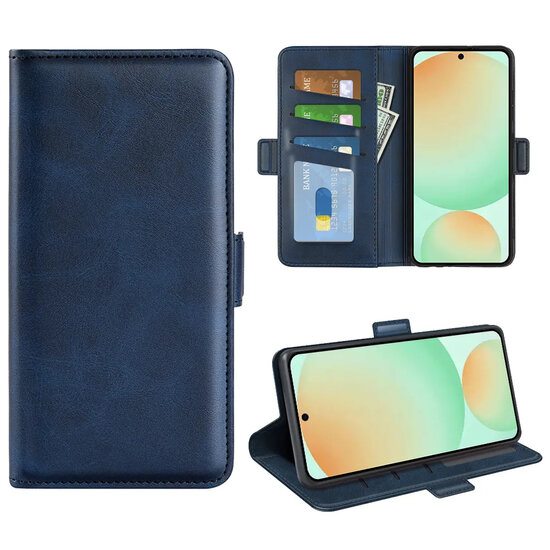 Samsung Galaxy S25 FE Hoesje - MobyDefend Luxe Wallet Book Case (Sluiting Zijkant) - Blauw