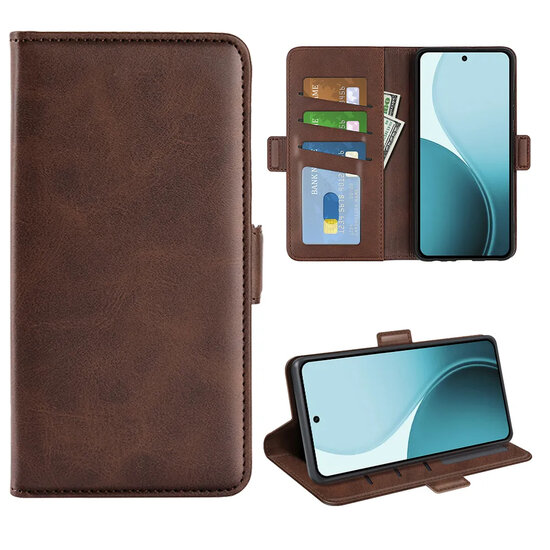 Oppo Reno14 Hoesje - MobyDefend Luxe Wallet Book Case (Sluiting Zijkant) - Bruin
