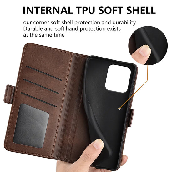 Motorola Moto G86 Power Hoesje - MobyDefend Luxe Wallet Book Case (Sluiting Zijkant) - Lichtbruin