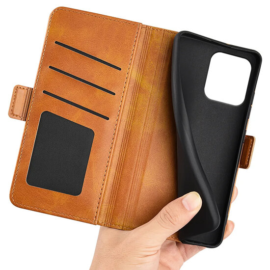Motorola Moto G86 Power Hoesje - MobyDefend Luxe Wallet Book Case (Sluiting Zijkant) - Lichtbruin