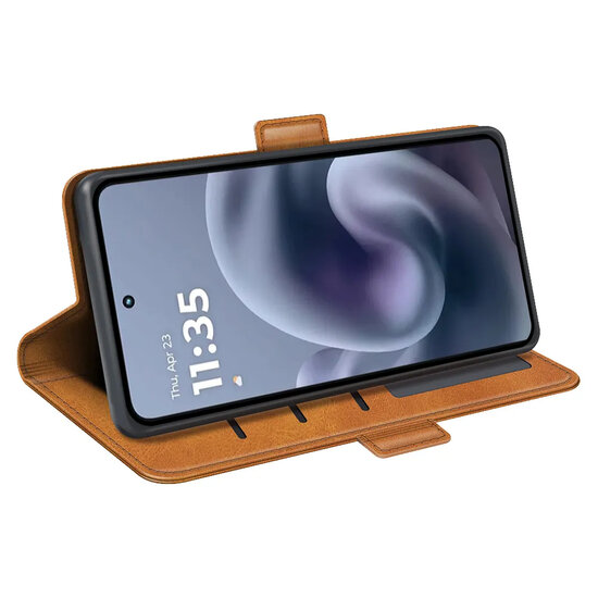 Motorola Moto G86 Power Hoesje - MobyDefend Luxe Wallet Book Case (Sluiting Zijkant) - Lichtbruin