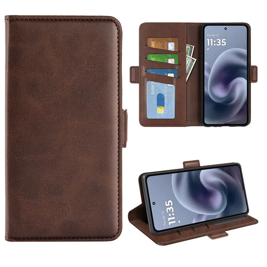 Motorola Moto G86 Power Hoesje - MobyDefend Luxe Wallet Book Case (Sluiting Zijkant) - Bruin