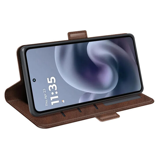 Motorola Moto G86 Power Hoesje - MobyDefend Luxe Wallet Book Case (Sluiting Zijkant) - Bruin