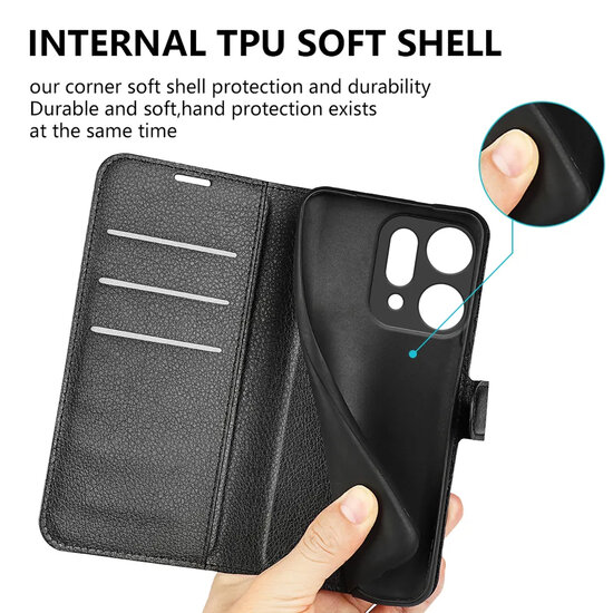 Oppo Reno14 Hoesje - MobyDefend Kunstleren Wallet Book Case (Sluiting Voorkant) - Zwart