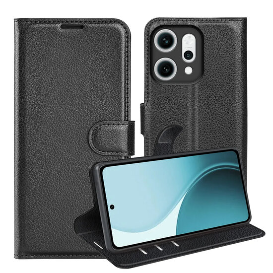 Oppo Reno14 Hoesje - MobyDefend Kunstleren Wallet Book Case (Sluiting Voorkant) - Zwart