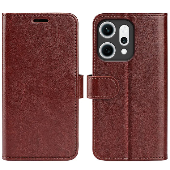 Oppo Reno14 Hoesje - MobyDefend Wallet Book Case (Sluiting Achterkant) - Bruin