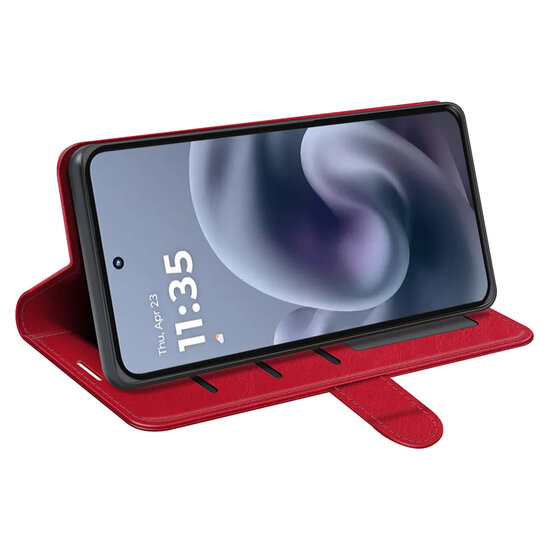 Motorola Moto G86 Power Hoesje - MobyDefend Wallet Book Case (Sluiting Achterkant) - Rood