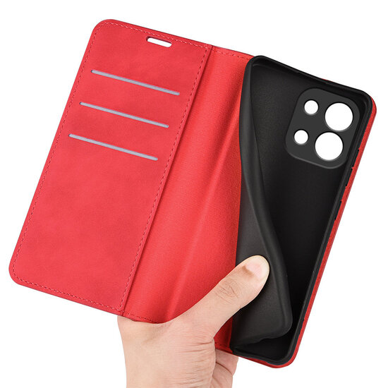 Oppo Reno14 F / Oppo Reno14 FS Hoesje - MobyDefend Luxe Wallet Bookcase (Magnetische Sluiting) - Rood