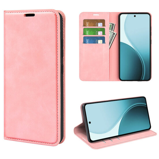 Oppo Reno14 F / Oppo Reno14 FS Hoesje - MobyDefend Luxe Wallet Bookcase (Magnetische Sluiting) - Roze