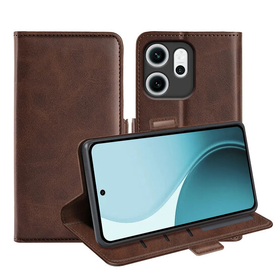 Oppo Reno14 F / Oppo Reno14 FS Hoesje - MobyDefend Luxe Wallet Book Case (Sluiting Zijkant) - Bruin