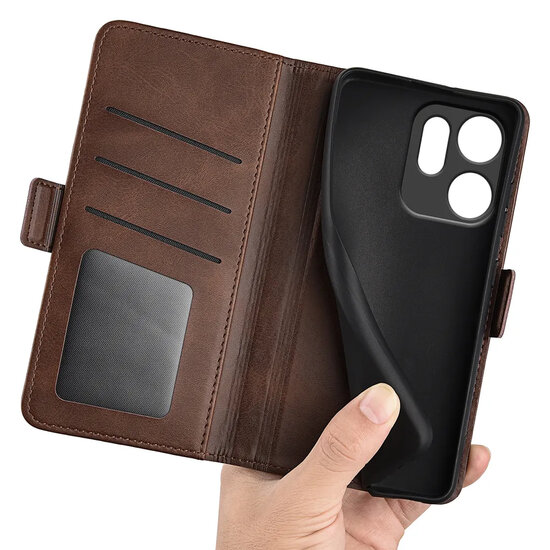 Oppo Reno14 F / Oppo Reno14 FS Hoesje - MobyDefend Luxe Wallet Book Case (Sluiting Zijkant) - Bruin