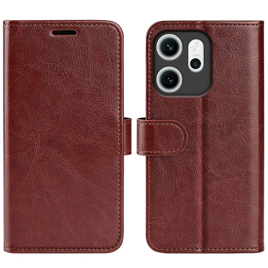 Oppo Reno14 F / Oppo Reno14 FS Hoesje - MobyDefend Wallet Book Case (Sluiting Achterkant) - Bruin