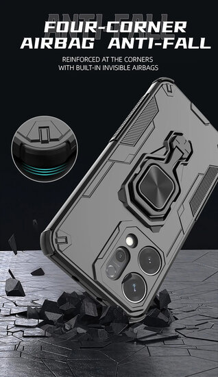 Oppo Reno14 Hoesje - MobyDefend Dubbelgelaagde Pantsercase Met Standaard - Zilvergrijs