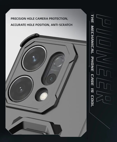 Oppo Reno14 Hoesje - MobyDefend Dubbelgelaagde Pantsercase Met Standaard - Zilvergrijs