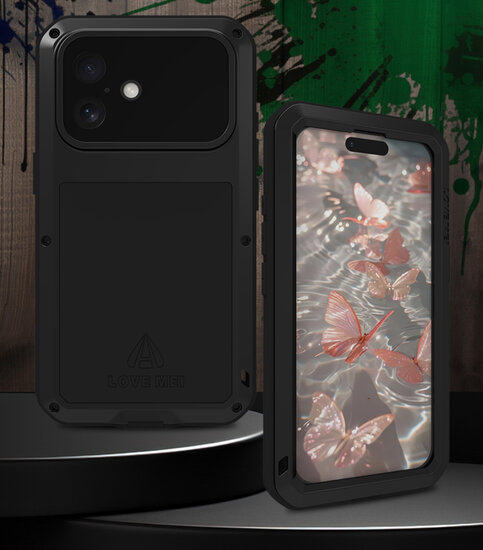 iPhone 17 Hoes - Love Mei Metalen Case - Extreme Protection - Zwart