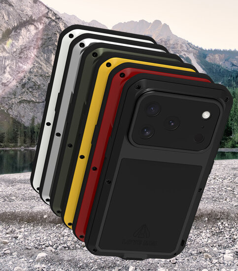 iPhone 17 Pro Hoes - Love Mei Metalen Case - Extreme Protection - Zilvergrijs