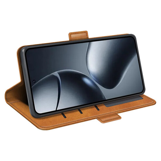 Xiaomi 15T Pro Hoesje - MobyDefend Luxe Wallet Book Case (Sluiting Zijkant) - Lichtbruin