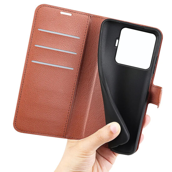 Xiaomi 15T Pro Hoesje - MobyDefend Kunstleren Wallet Book Case (Sluiting Voorkant) - Bruin