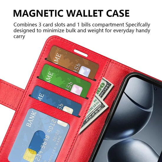 Xiaomi 15T Pro Hoesje - MobyDefend Wallet Book Case (Sluiting Achterkant) - Rood