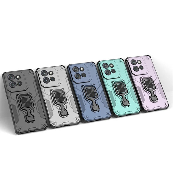 Motorola Edge 50 Neo / Motorola Edge 60 Neo Hoesje - MobyDefend Dubbelgelaagde Pantsercase Met Standaard - Zwart