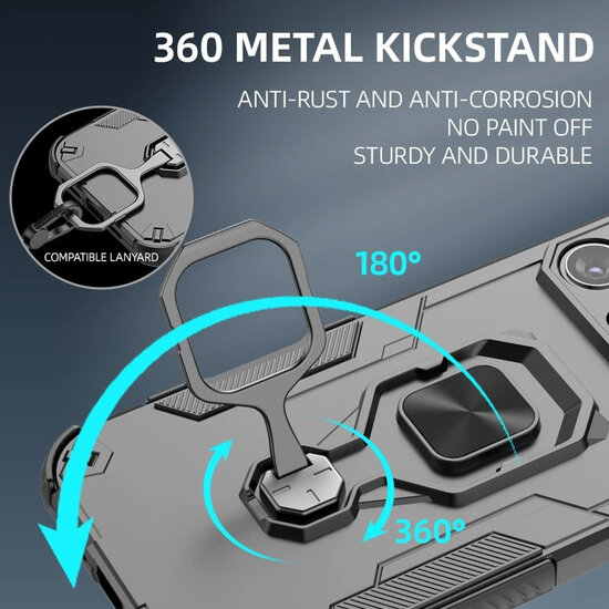 Motorola Edge 50 Neo / Motorola Edge 60 Neo Hoesje - MobyDefend Dubbelgelaagde Pantsercase Met Standaard - Zilvergrijs
