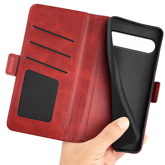 Sony Xperia 10 VII Hoesje - MobyDefend Luxe Wallet Book Case (Sluiting Zijkant) - Rood