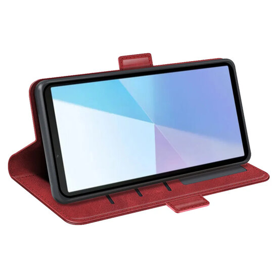 Sony Xperia 10 VII Hoesje - MobyDefend Luxe Wallet Book Case (Sluiting Zijkant) - Rood