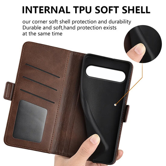 Sony Xperia 10 VII Hoesje - MobyDefend Luxe Wallet Book Case (Sluiting Zijkant) - Lichtbruin